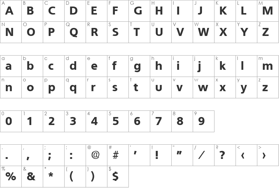 Quebec-ExtraBold font character map preview