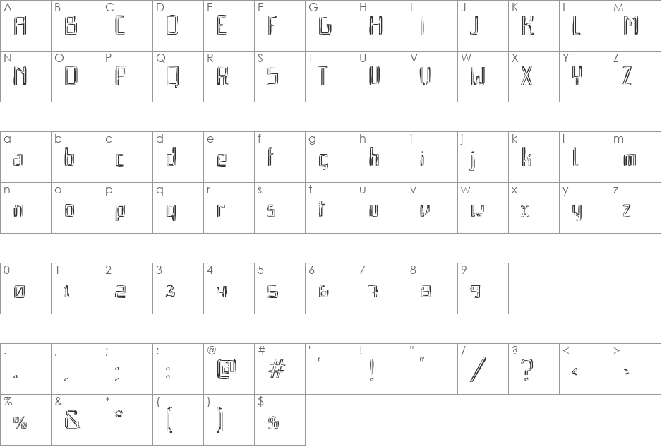 Quebrada font character map preview