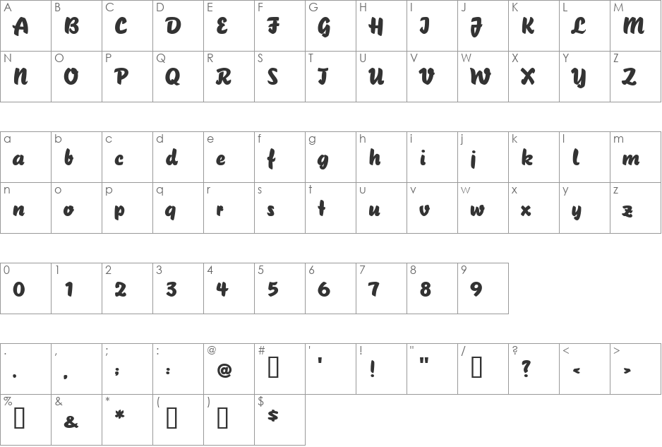 QueenOfCorona font character map preview