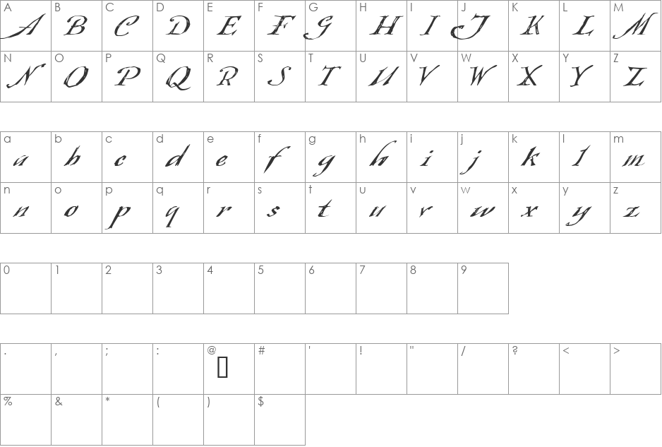 Queensland font character map preview