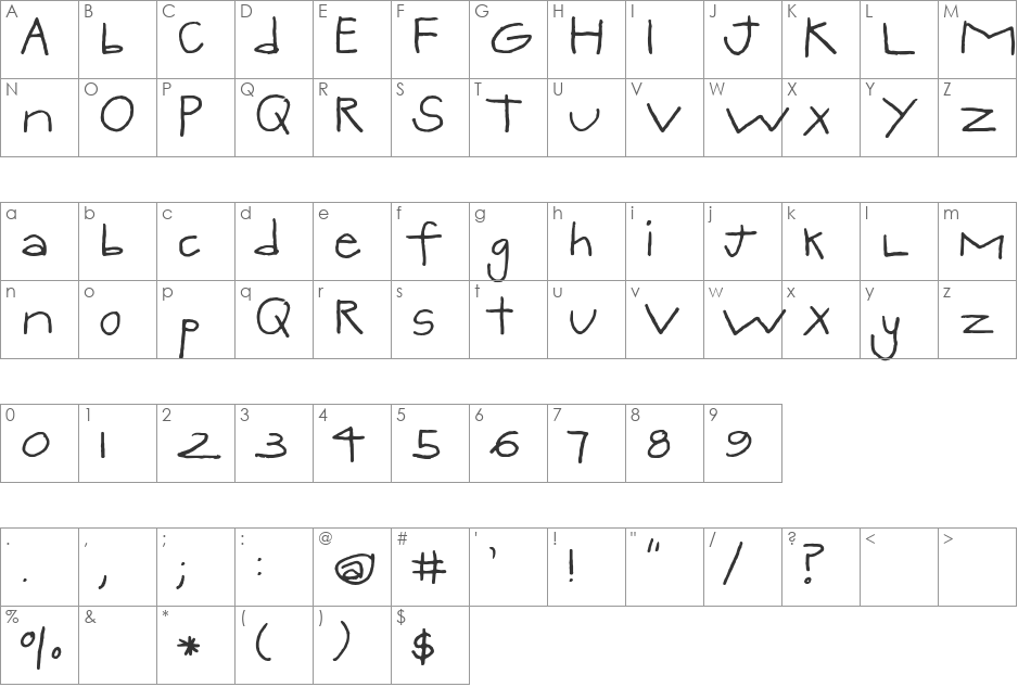 QUesneLL YOFF font character map preview