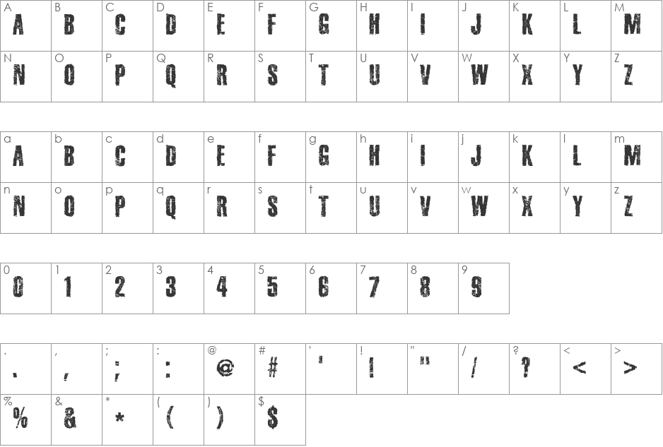 Bad Suabia Swing font character map preview