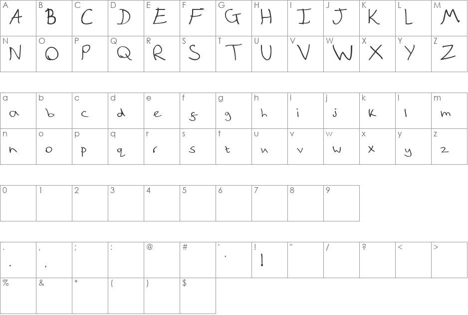 Quick note_bold font character map preview