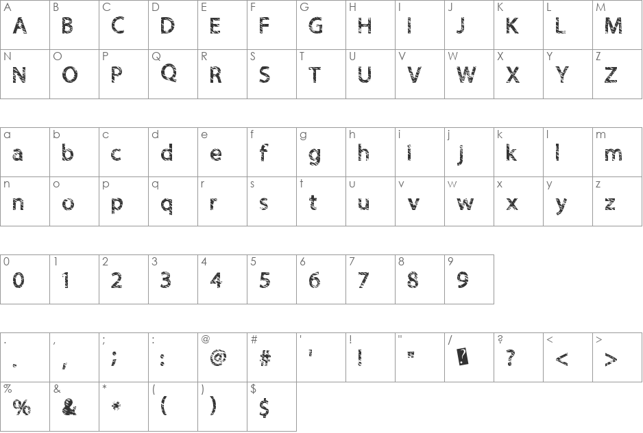 QuickCut font character map preview