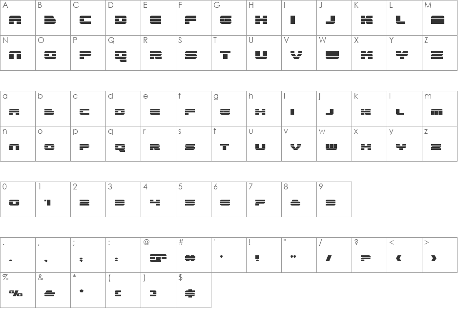Quicken Expanded font character map preview