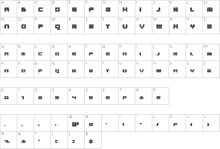 Quicken Outline Italic font character map preview
