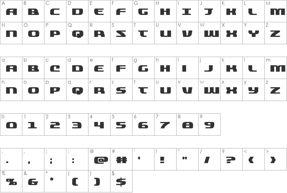 Quickening font character map preview