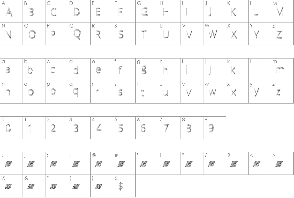 QuickFade font character map preview