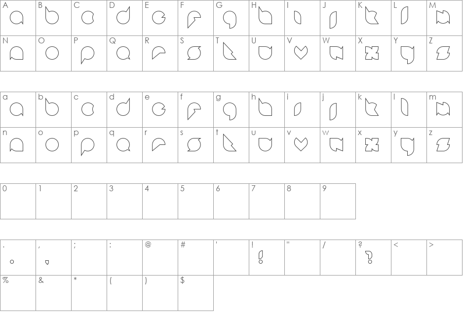 Badabing font character map preview