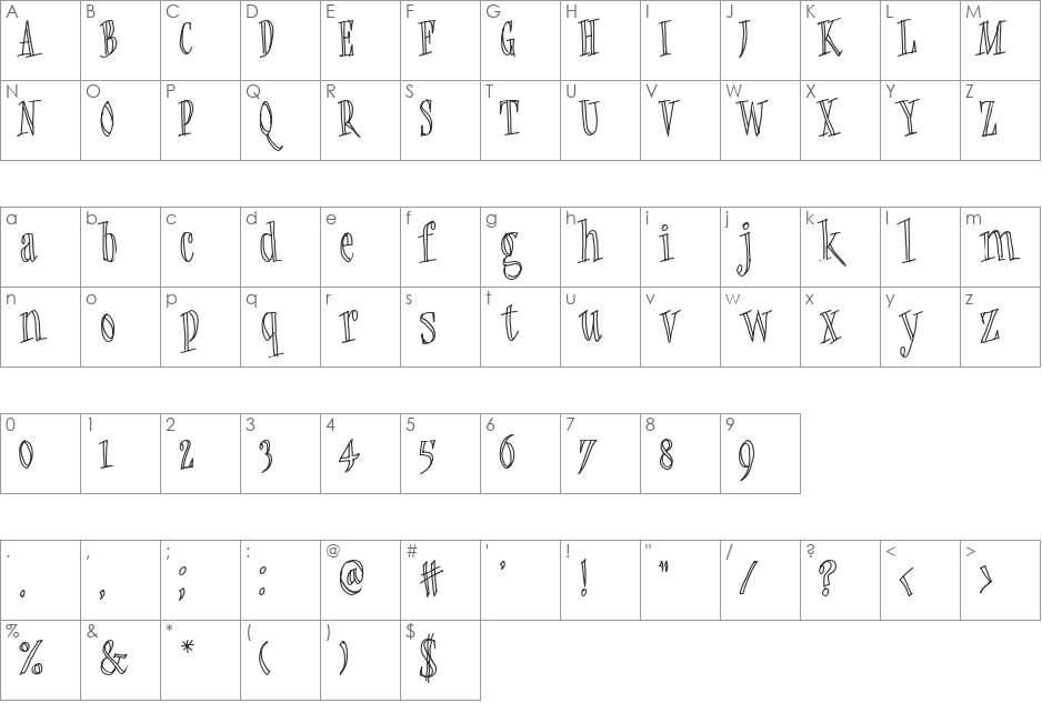 Quickie font character map preview