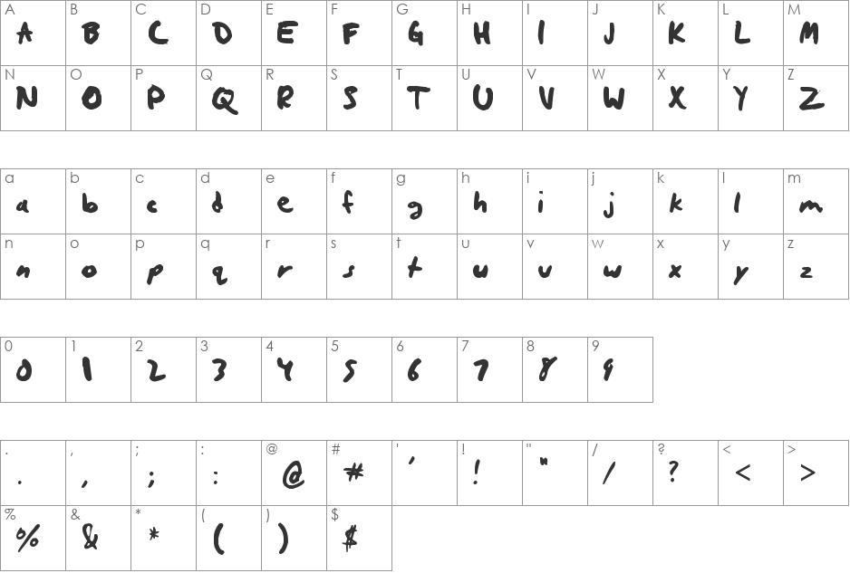 quickrite font character map preview