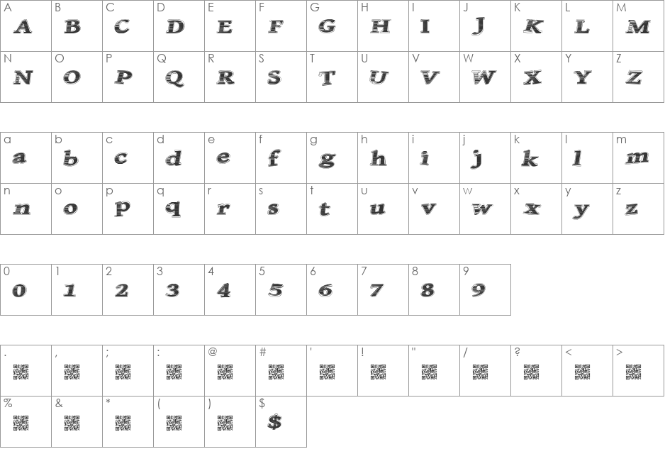 QuickSales font character map preview