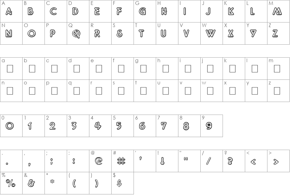 Quicksilver font character map preview