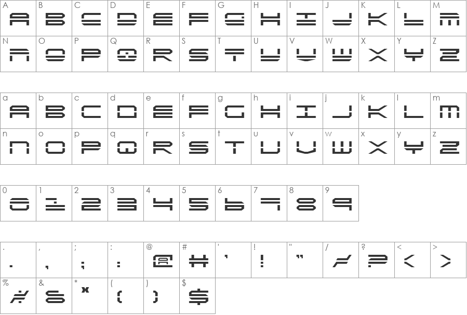 QuickStrike font character map preview