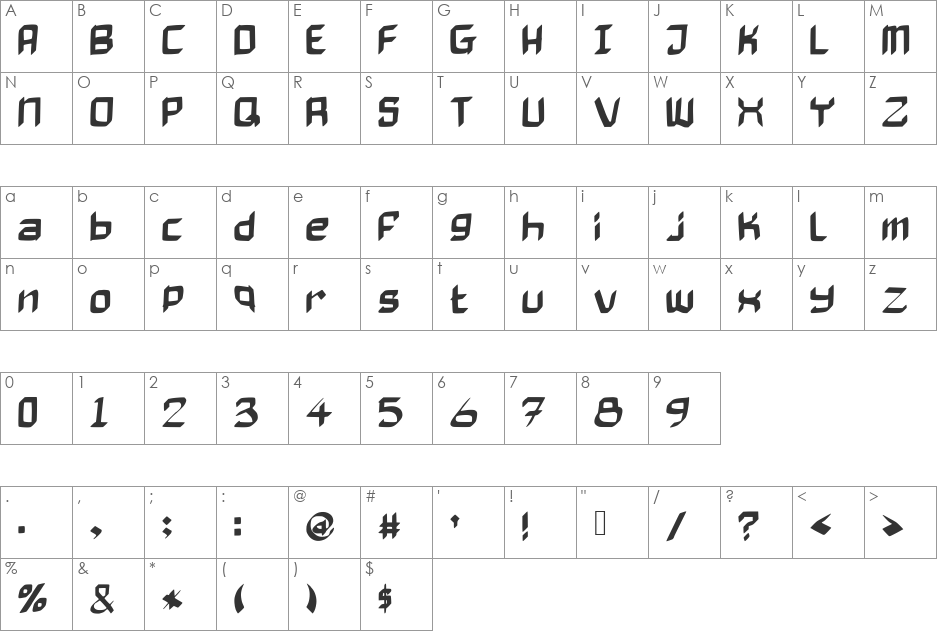 BadAxe font character map preview