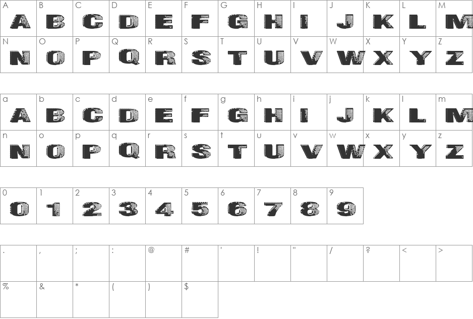 Badazzle font character map preview