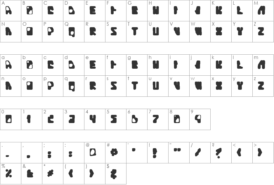 Quinine font character map preview