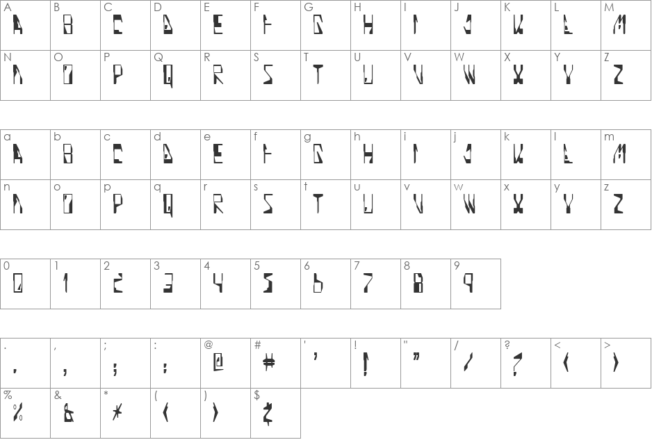 Quinoline font character map preview