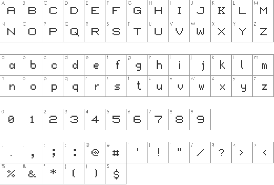 Quitchy font character map preview