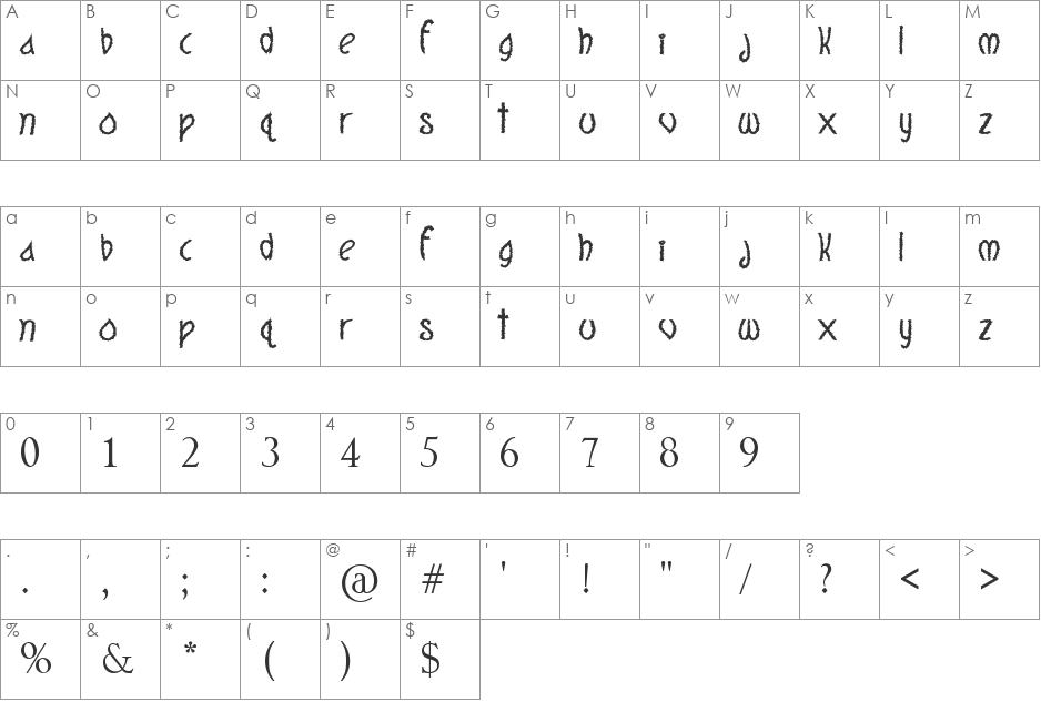 Quite Mighty font character map preview