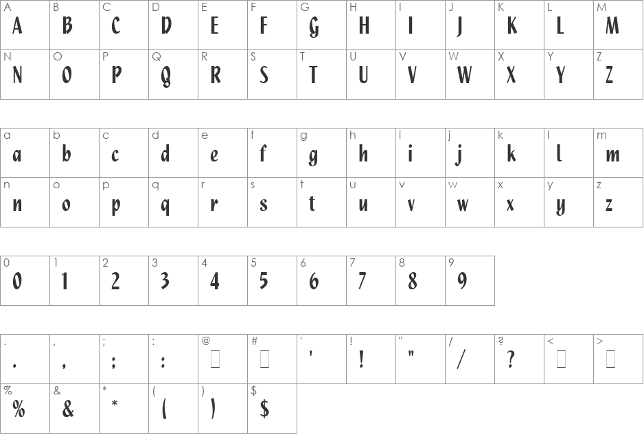 Quixley LET font character map preview