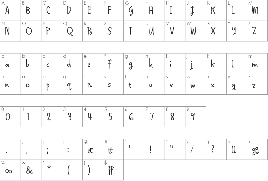 Qwipstik font character map preview