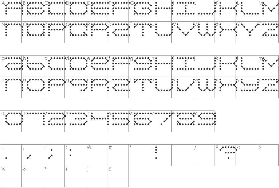 QZ Teletype font character map preview