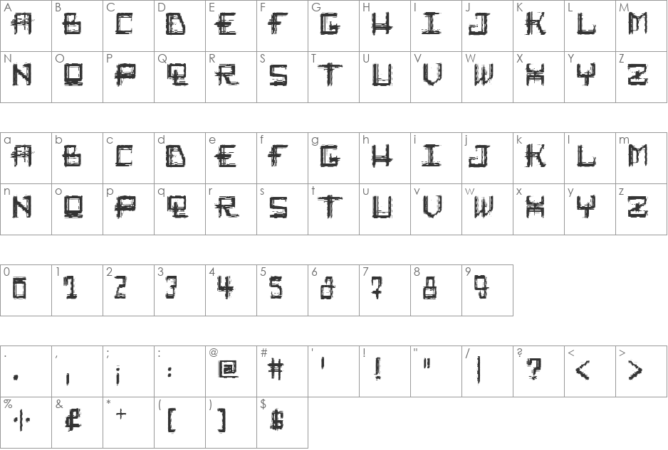 Rabid_Science font character map preview