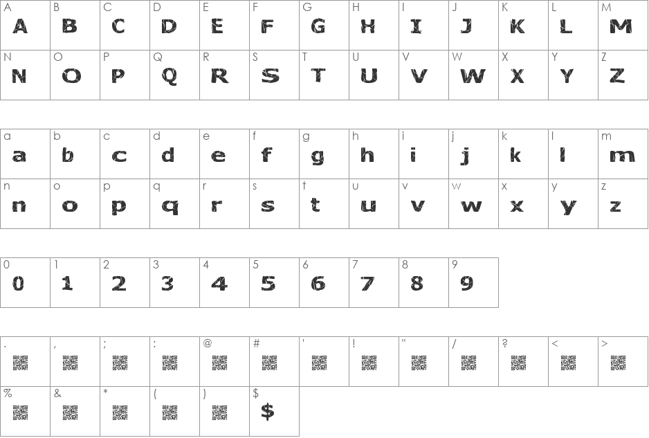 BadLuck font character map preview