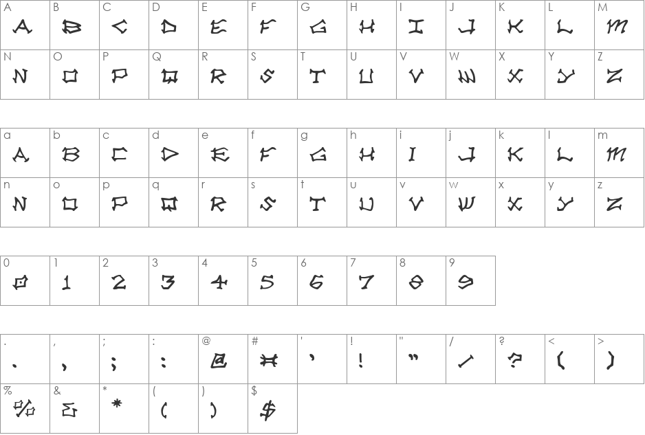 Rad Zad font character map preview