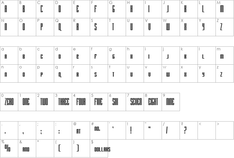 RADAR by Doug Sheets font character map preview