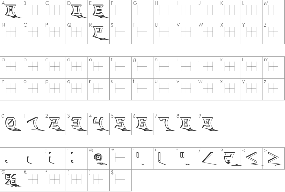 RADE_16 font character map preview
