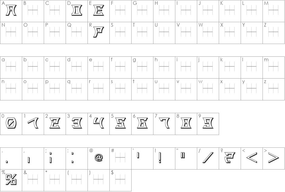 RADE_20 font character map preview