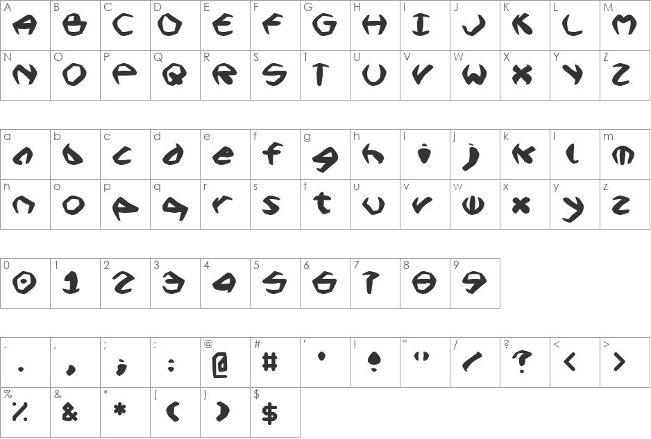 Radial font character map preview
