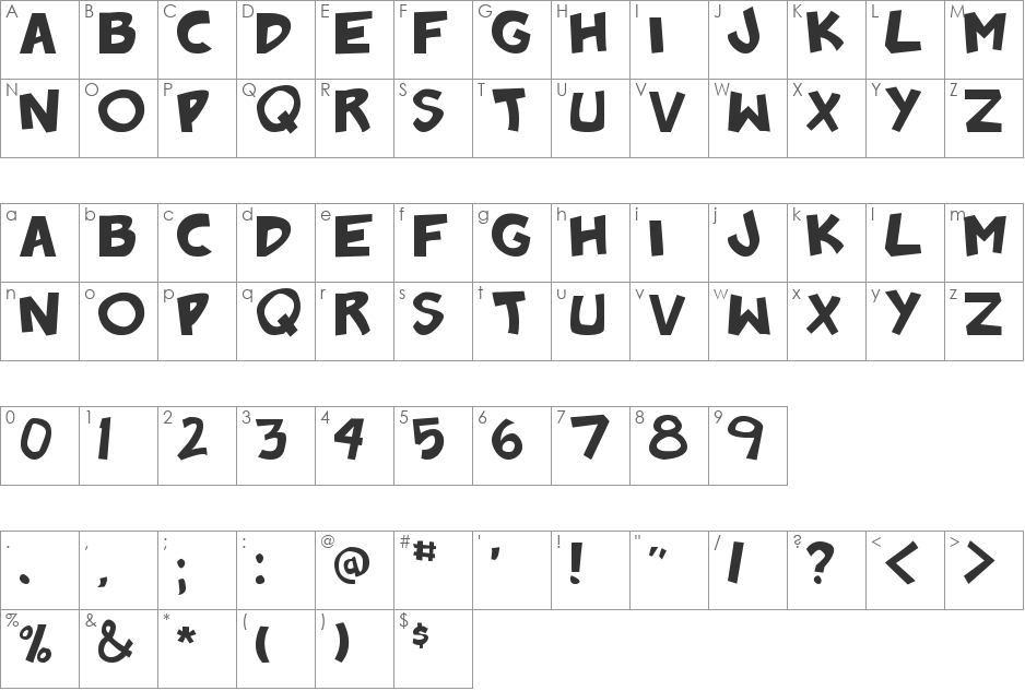Badonk-a-donk font character map preview