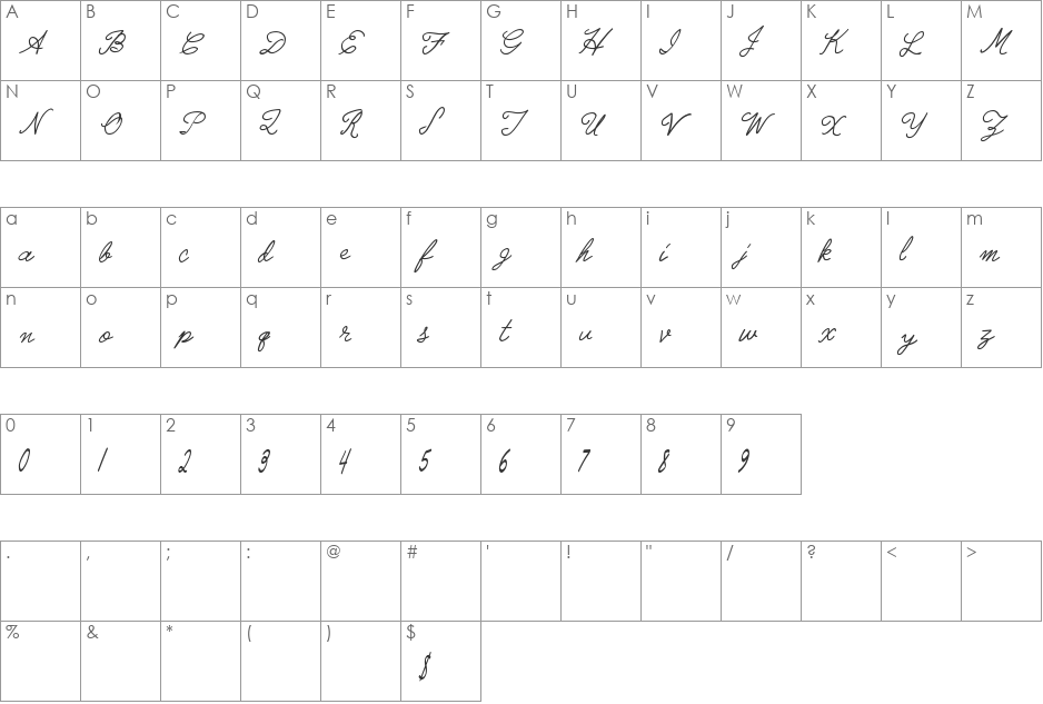 RadicalLlamas font character map preview