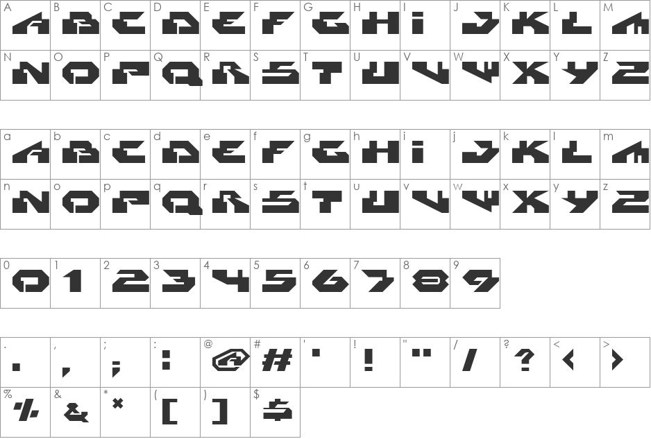 Radikal font character map preview