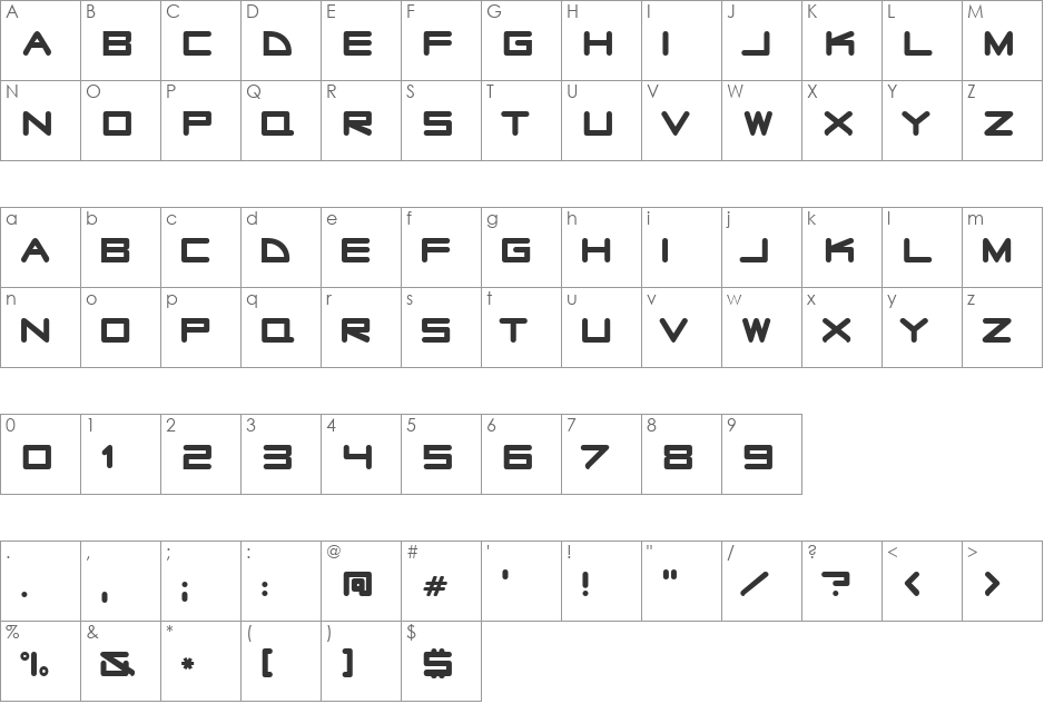 Radio Stars font character map preview