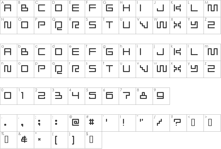 Radioaktivitet font character map preview