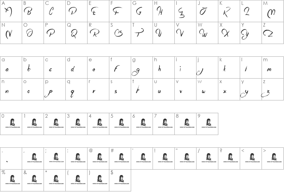 Rags To Riches  font character map preview