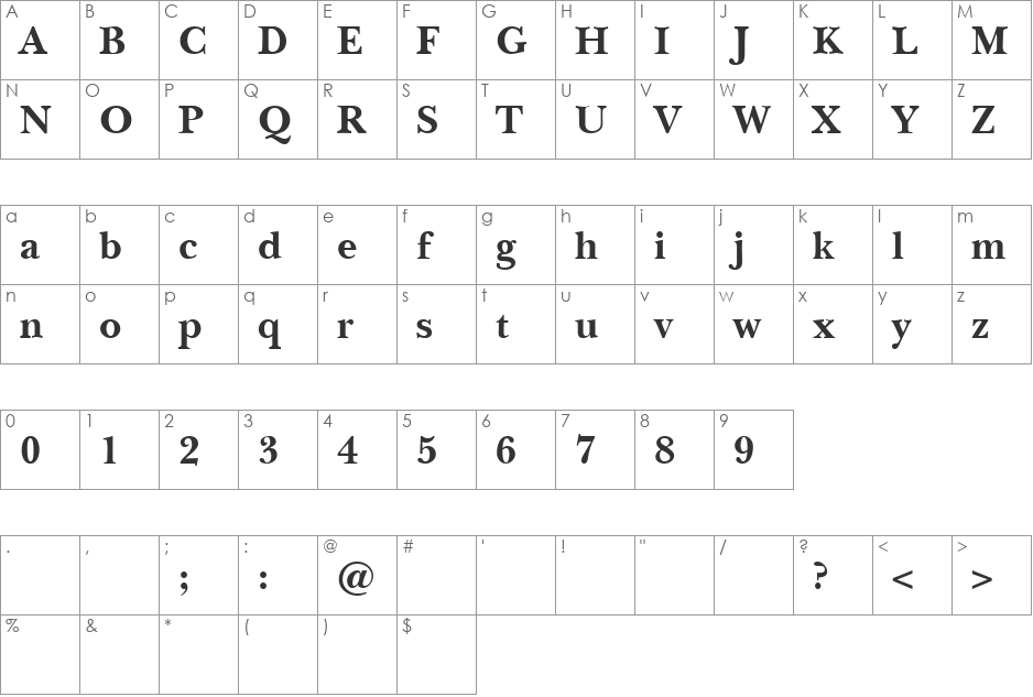 Bagad Bold Tryout font character map preview