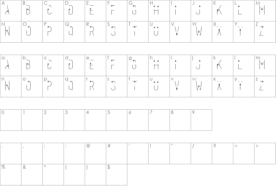 RAHASIA font character map preview