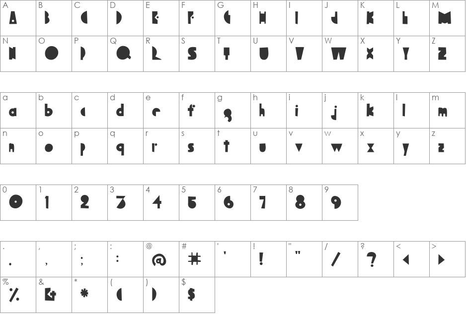 BagaglioFlat font character map preview