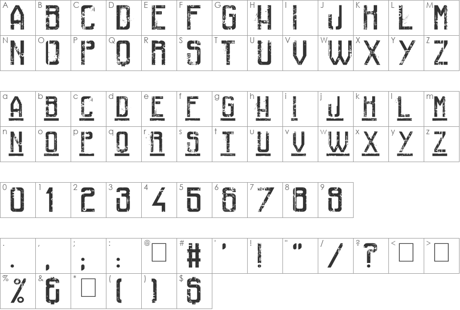 Railway To Hells font character map preview
