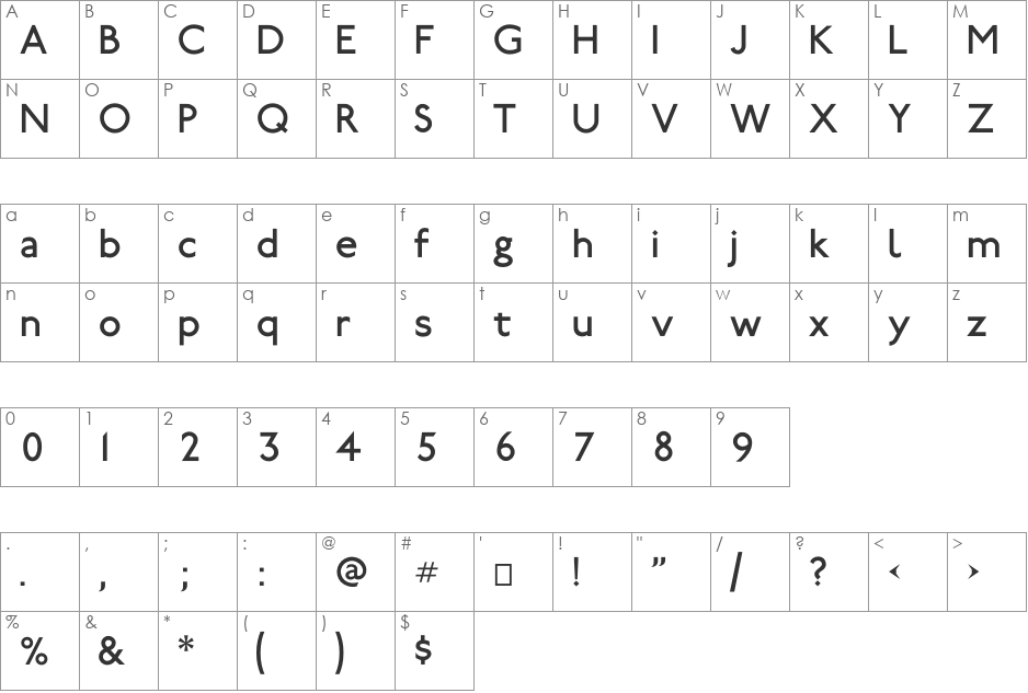 RailwayAlternate font character map preview