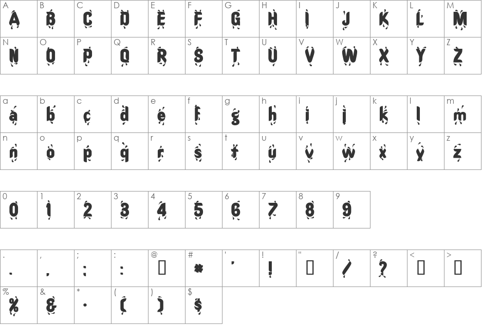 RainDanceSSK font character map preview