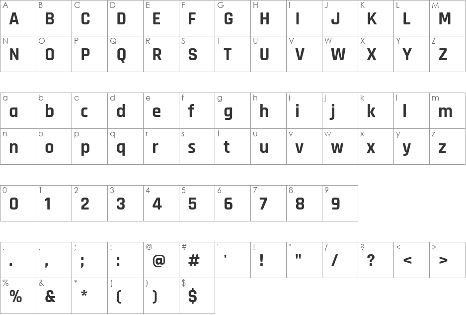 Rajdhani Semibold font character map preview