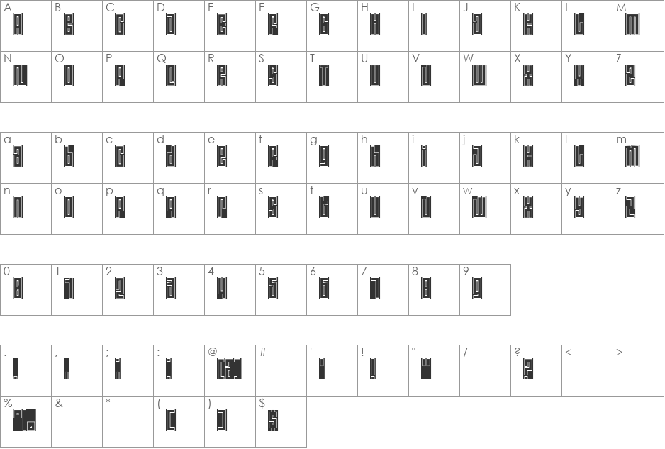 RALE04 font character map preview