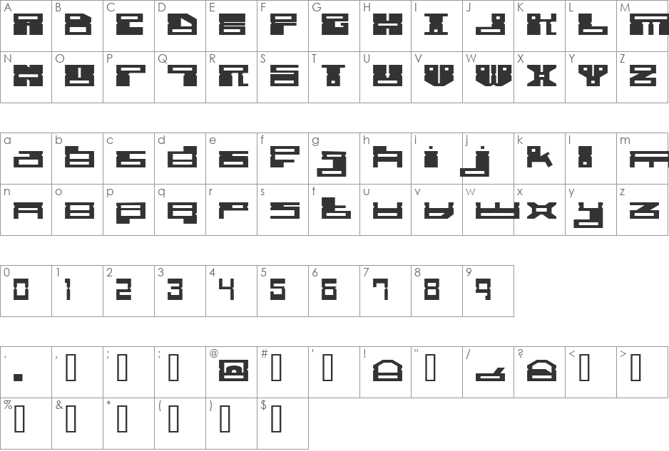 Ramm disc font character map preview