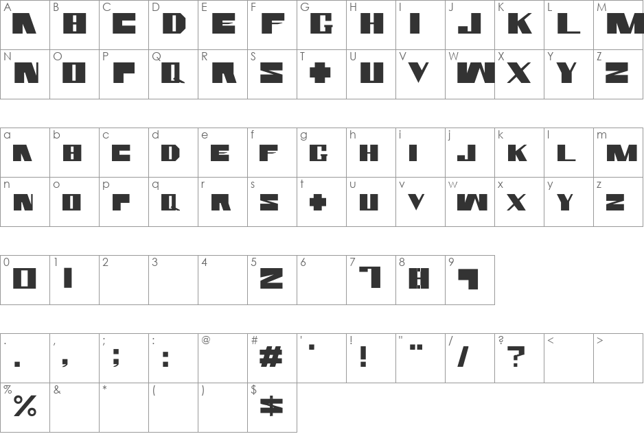 Rammstein Font Made By: AiR font character map preview